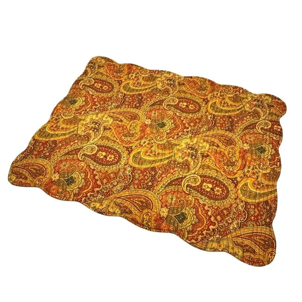 VTG Paisley Floral Quilted Pillow Shams 2 PCs Standard Cotton Cottage Farm